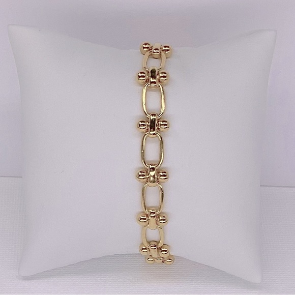Anne Klein Jewelry - Anne Klein Gold Tone Chain Bracelet, Unique Oval & Ball Connector Links, Signed